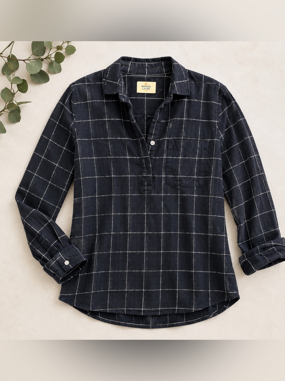 Blue Marine Layer Checkered Women's Top Small